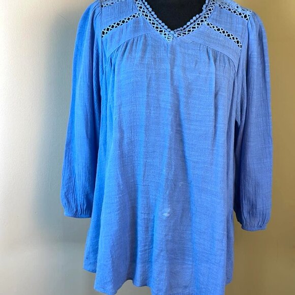 JohnPaulRichard Tops - John Paul Richard Eyelet Woman's Sz MED‎ Granola Girl CottageCore Lagenlook